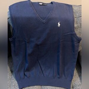 Medium Ralph Lauren Polo Golf Sweater Vest: Navy Blue with White Pony